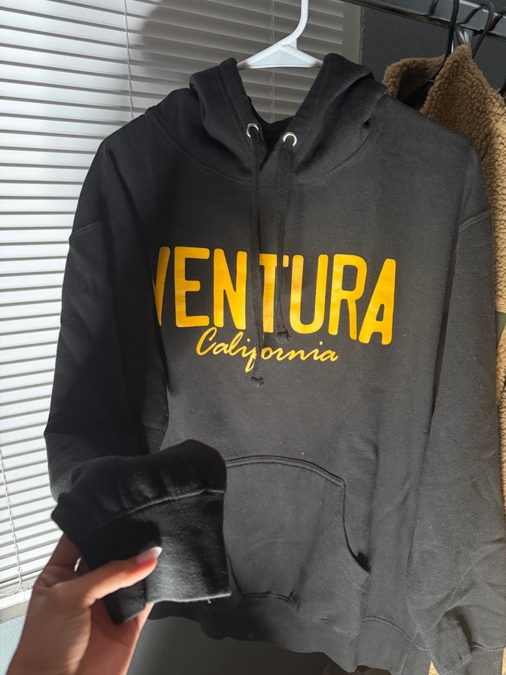 Ventura California Black Hoodie with Yellow Logo